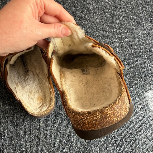 Birkenstock Women’s Boston Shearling-Lined Clogs Tan White Size 39 - Picture 12 of 16